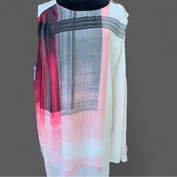 Lane Bryant Tops - Modern Abstract Asymmetric Streetwear Pink and Black Sleeveless Faux Wrap Top